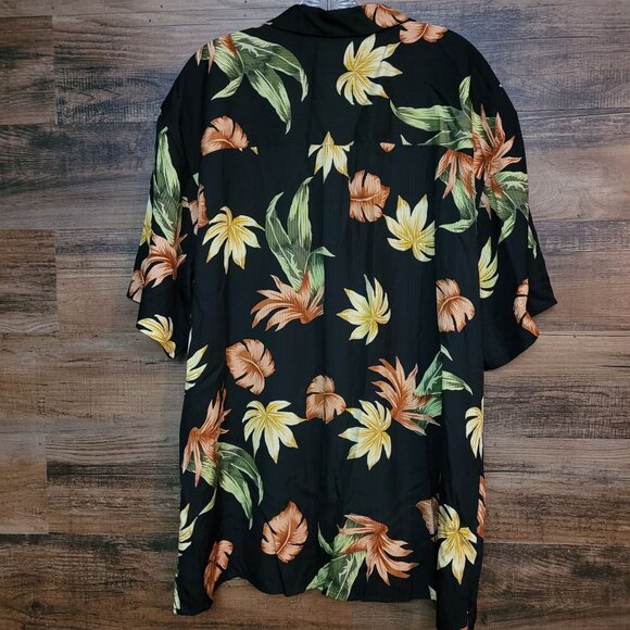 JoS A Bank Silk Hawaiian Shirt Size L Tropical Black Preppy Quiet Luxury - Picture 3 of 8